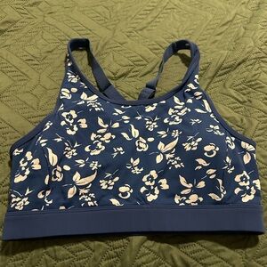 Fair Harbor Floral Sports Bra - Blue and Cream